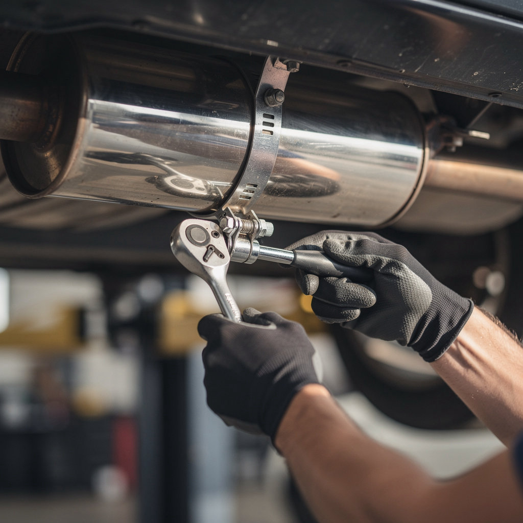 VINH PHAT AUTO REPAIR & MUFFLER technician performing expert muffler repair and exhaust system service in San Diego
