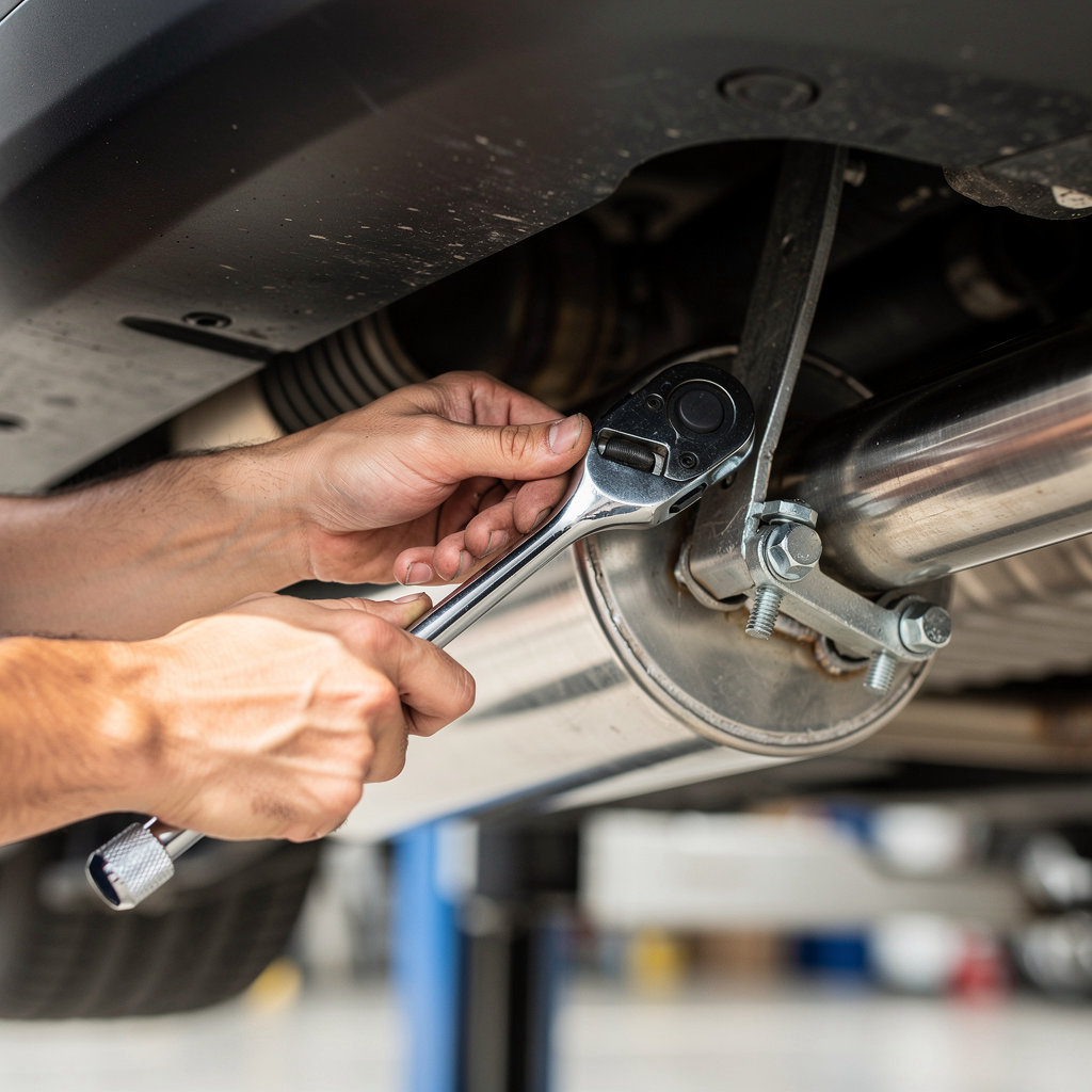 VINH PHAT AUTO REPAIR & MUFFLER expert technician performing muffler repair in San Diego